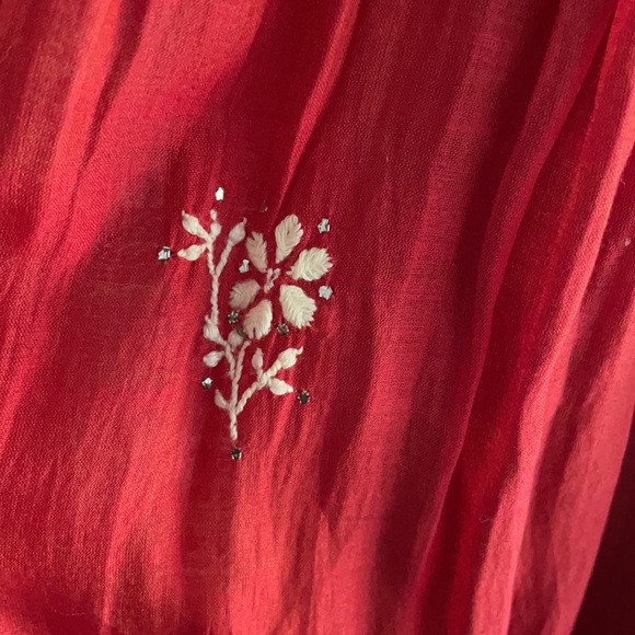 Vintage Red Embroidered Dress - Picture 5 of 6